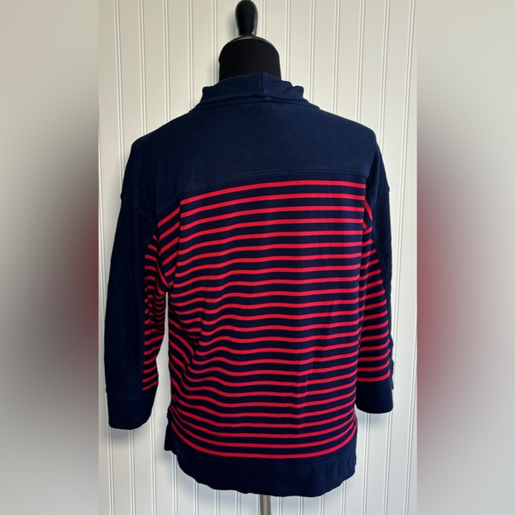 Lauren Ralph Lauren Turtleneck Sweater 3/4 Sleeve Red Navy Stripe Womens Size L - Picture 12 of 14
